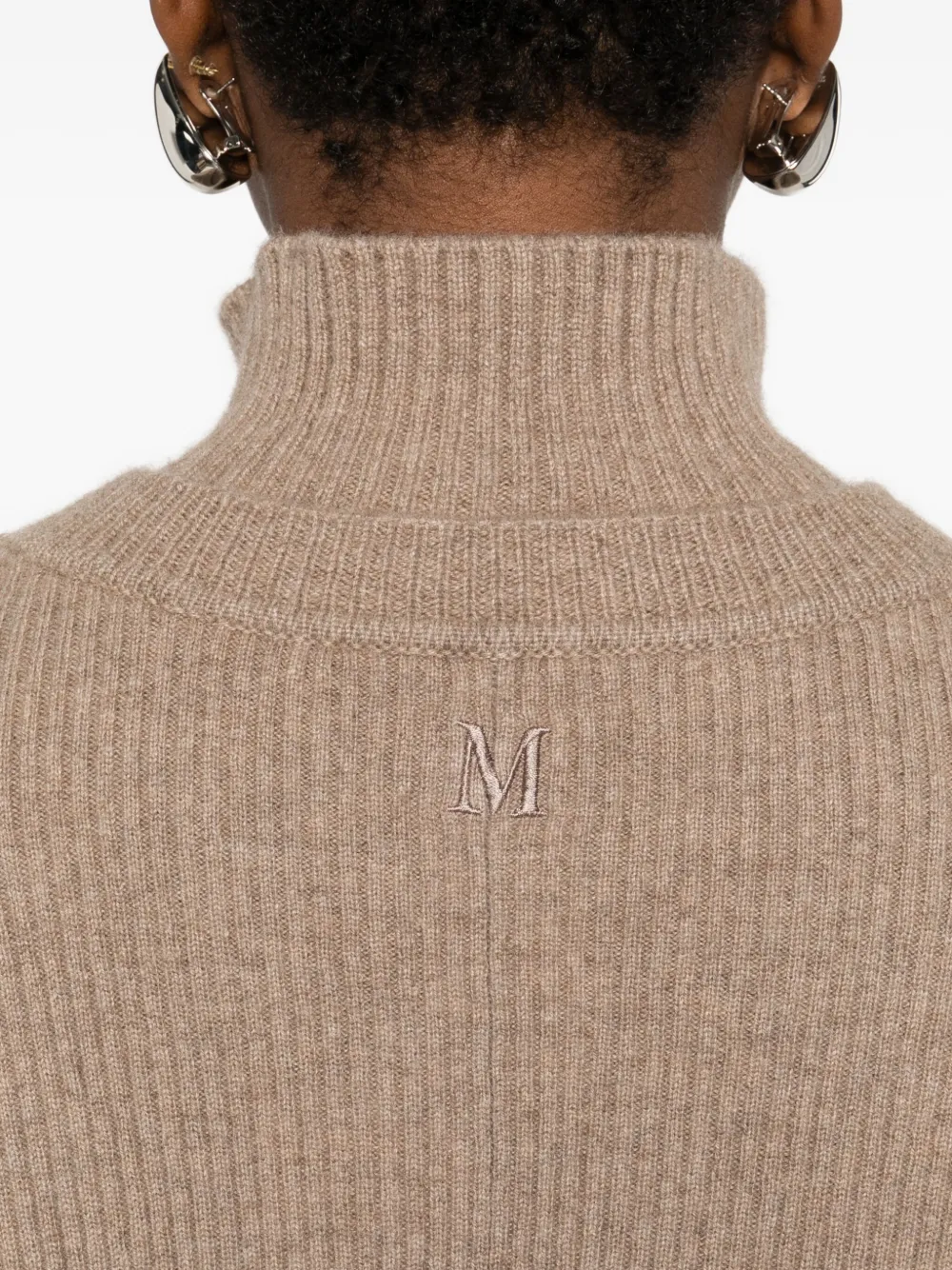Max Mara Funnel-neck Poncho In Brown