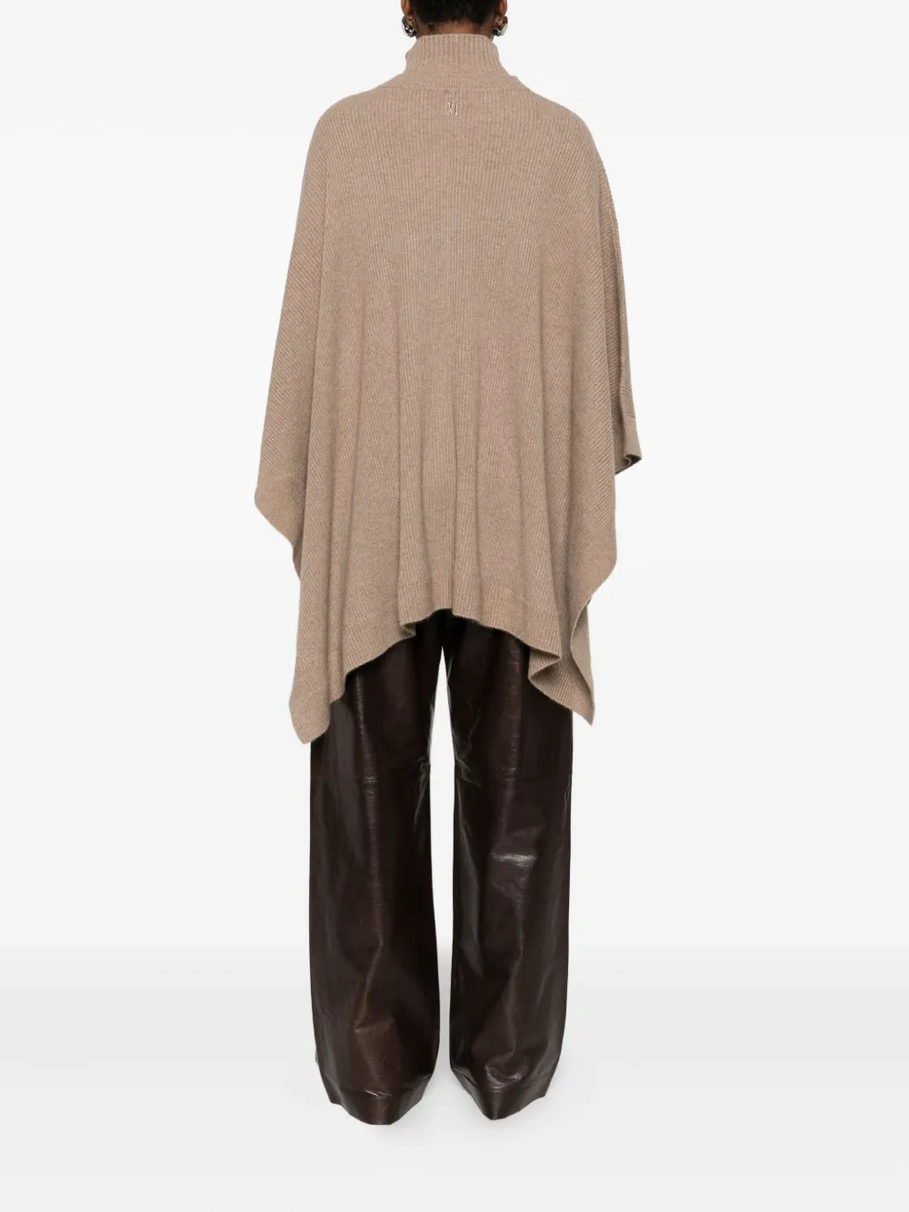 Max Mara Funnel-neck Poncho In Brown