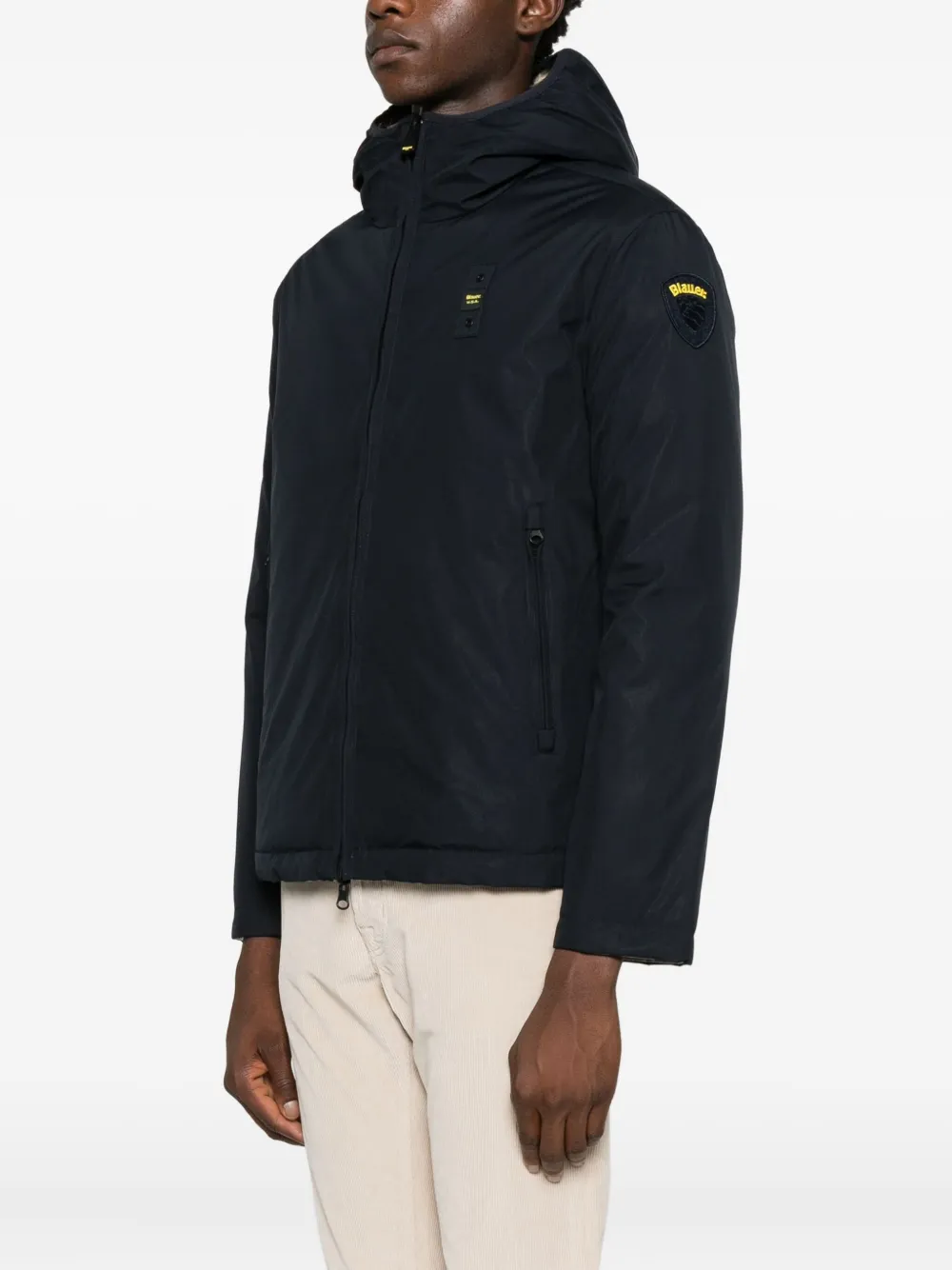 Blauer Jack met capuchon en rits Blauw