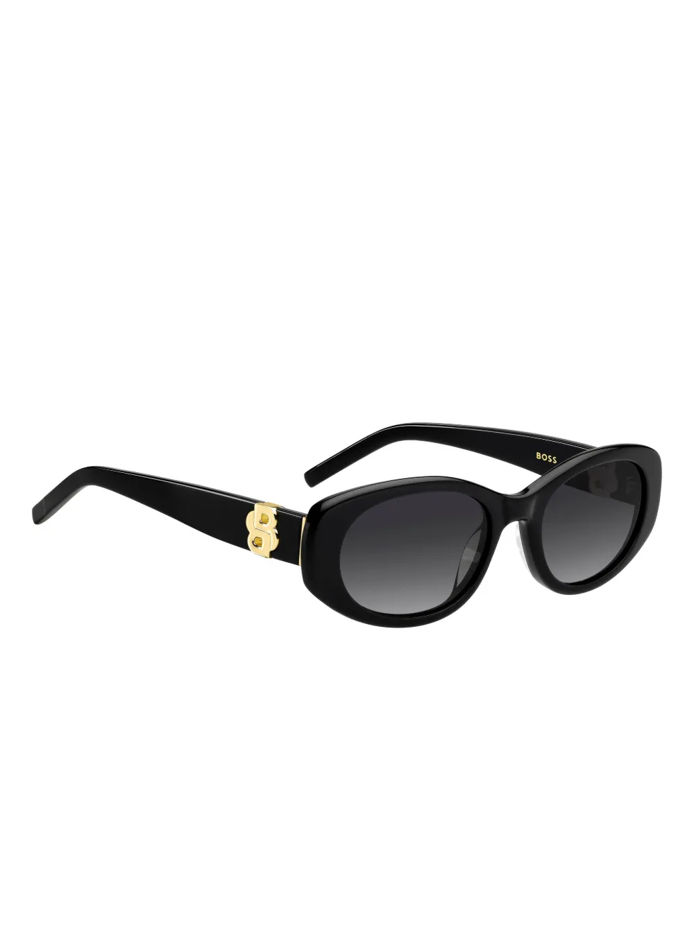 Hugo Boss Logo-plaque Oval-frame Sunglasses In Black