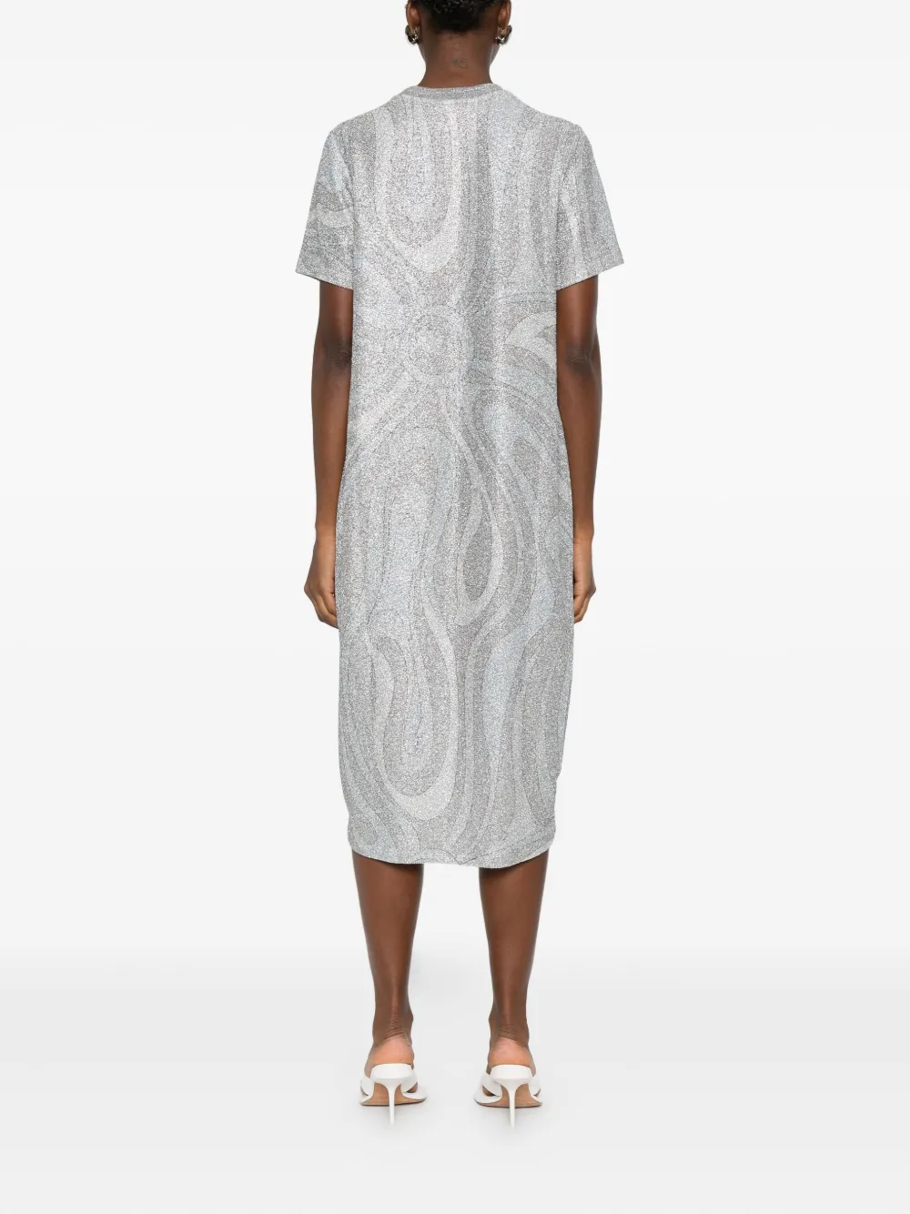 Pucci Glitter-pattern Short-sleeve Dress In Gray