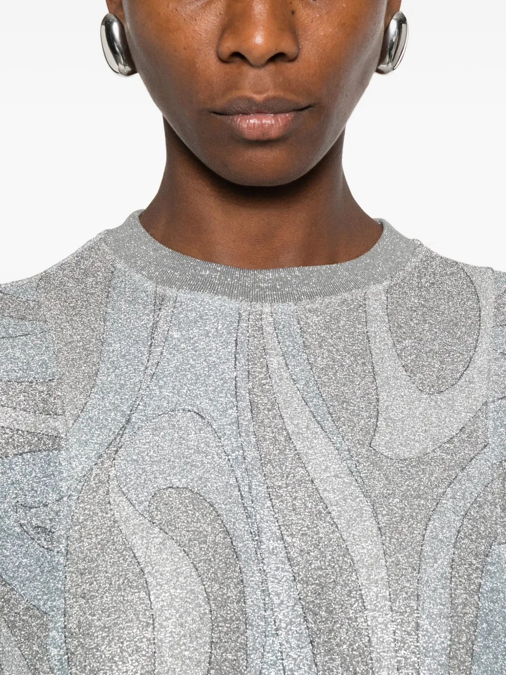 Pucci Glitter-pattern Short-sleeve Dress In Gray
