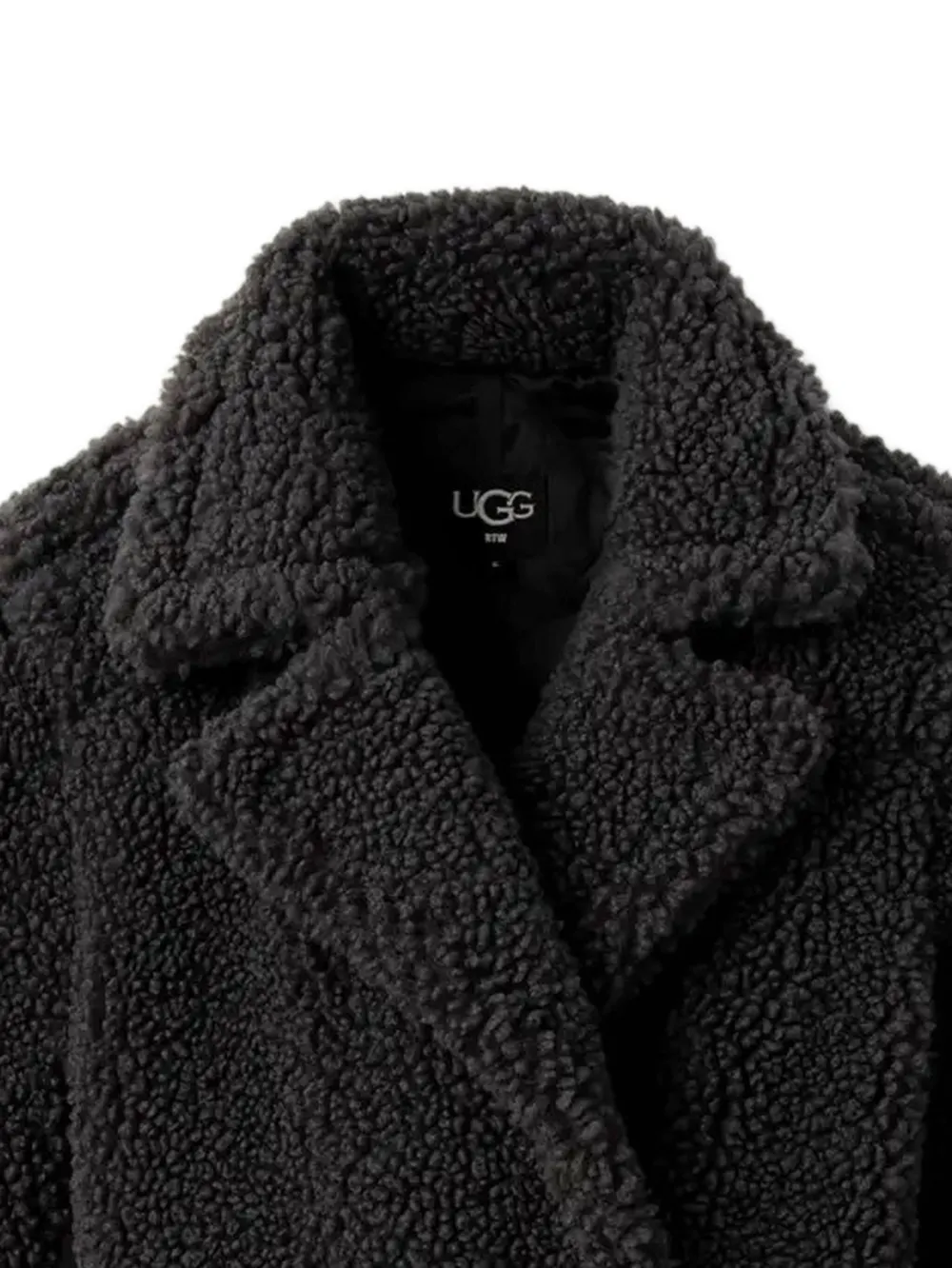 Ugg Teddy-texture Double-breasted Coat In Black