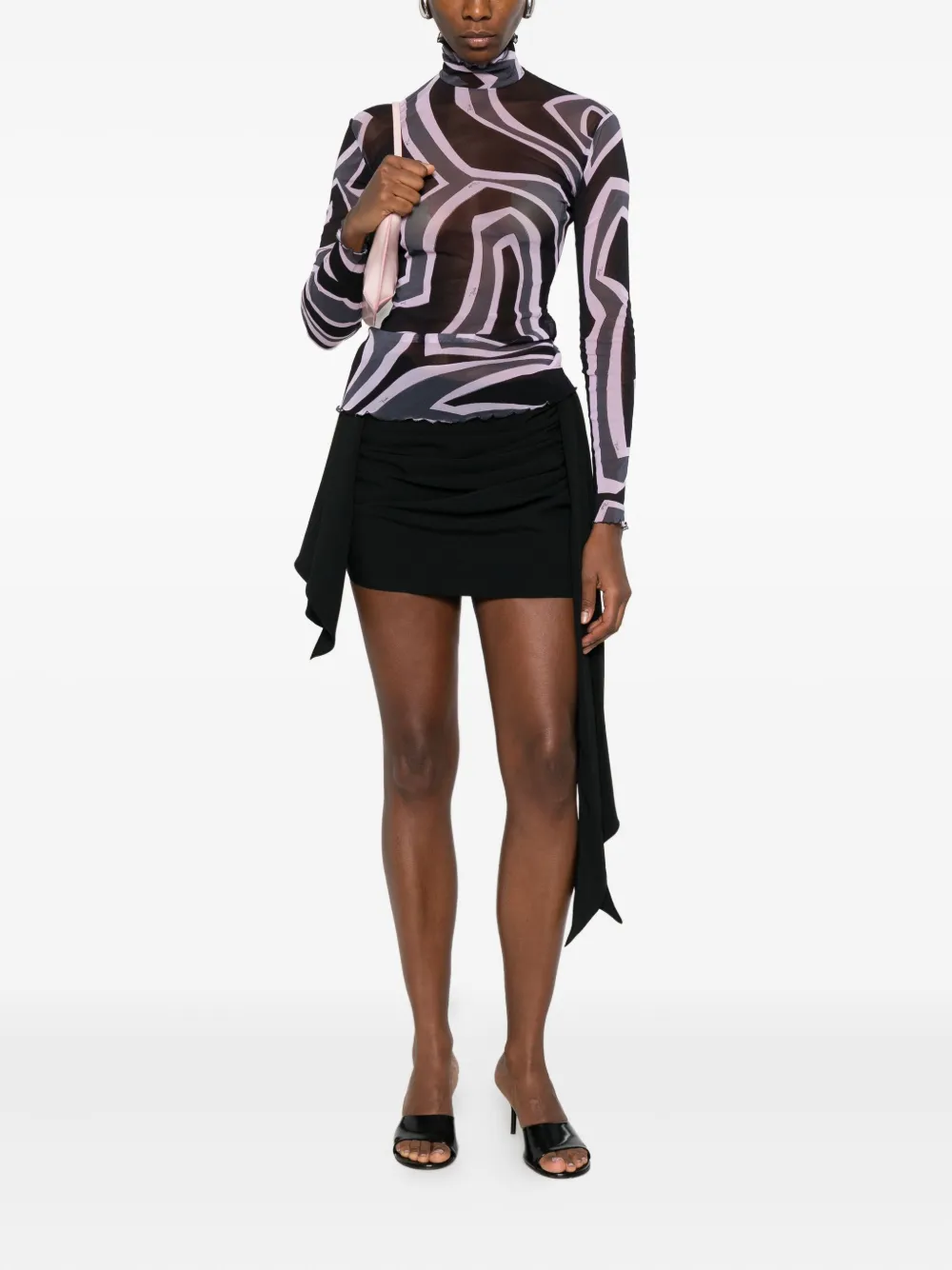 Pucci Abstract-print Mesh Top In Black