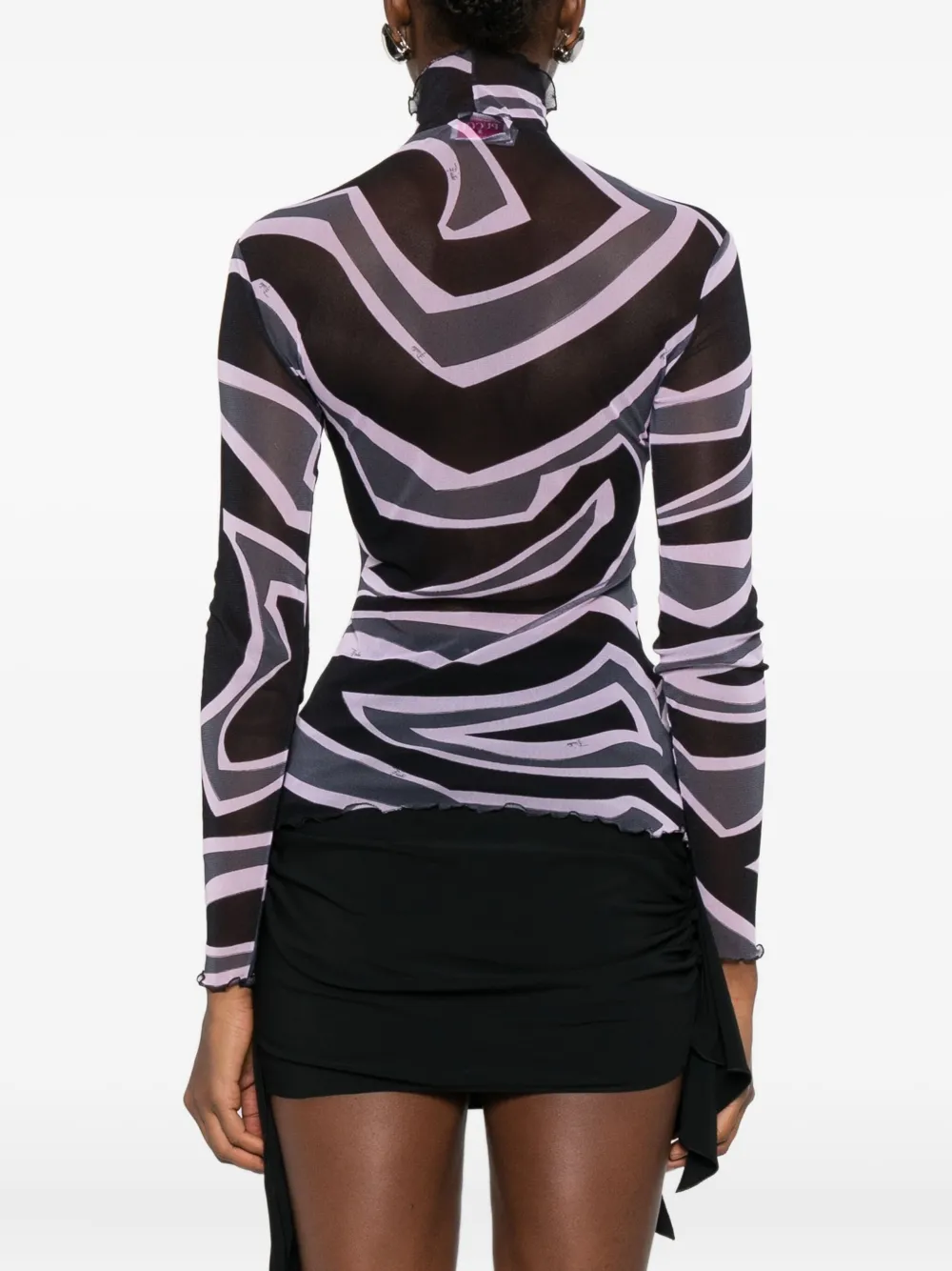 Pucci Abstract-print Mesh Top In Black