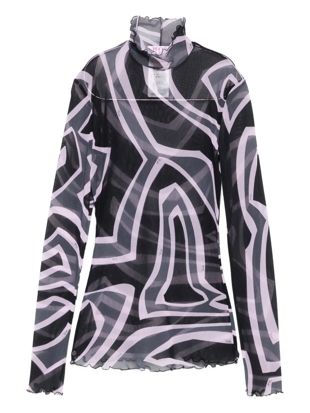 Pucci Abstract-print Mesh Top In Black