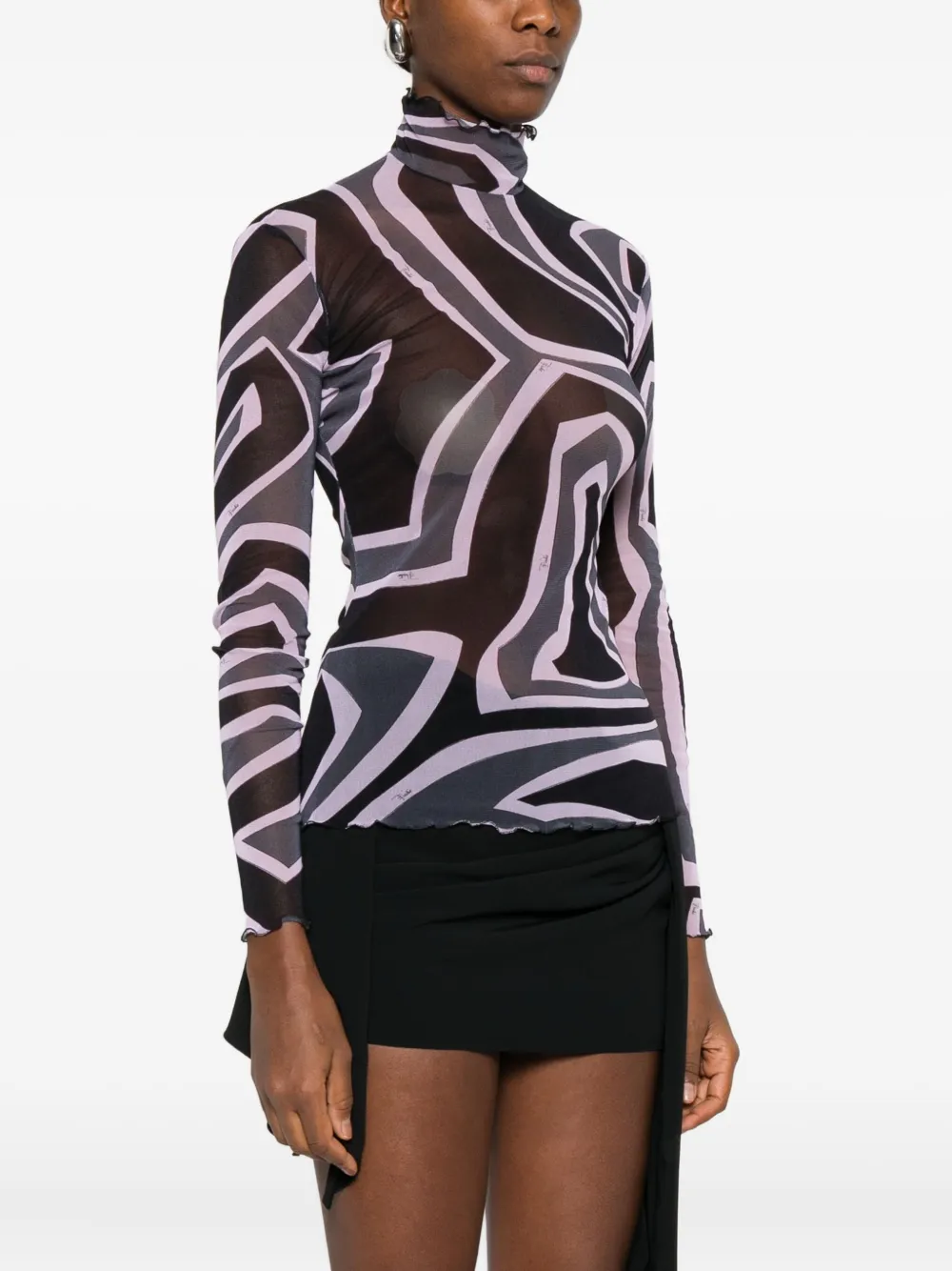 Pucci Abstract-print Mesh Top In Black