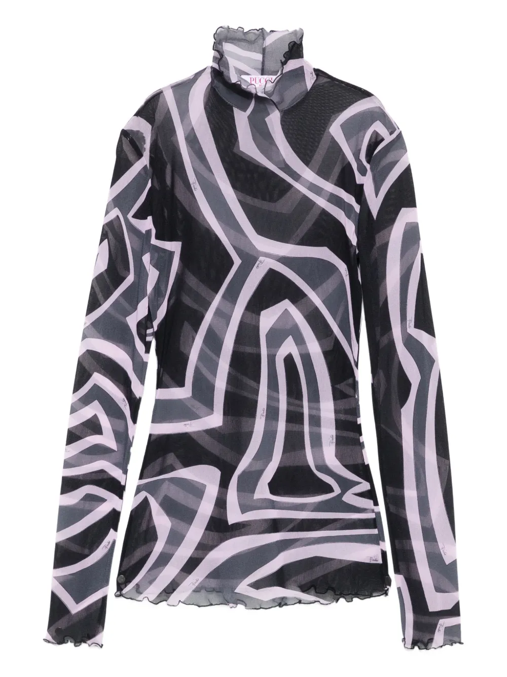 PUCCI abstract-print mesh top | Black | Image 1