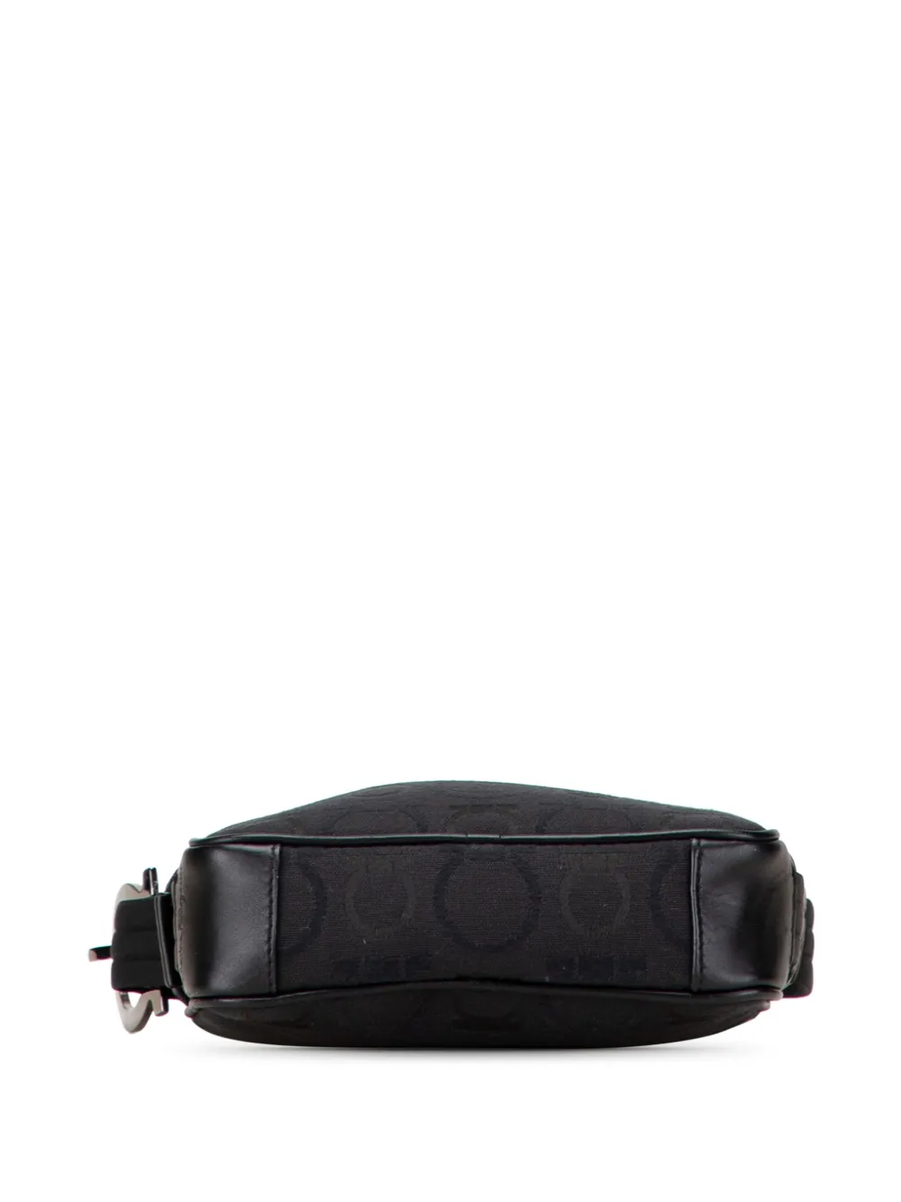Pre-owned Ferragamo 2000-2025 Gancini Canvas Crossbody Bag In Black