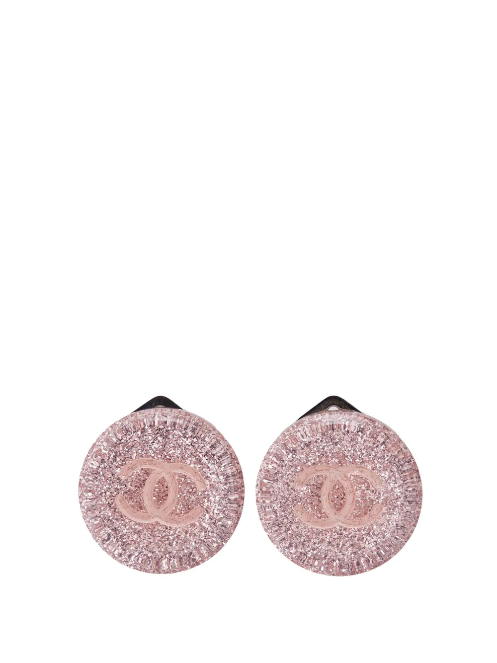 CHANEL Pre-Owned 2000 Resin CC Round Clip On Earrings costume earrings | Pink | Image 1