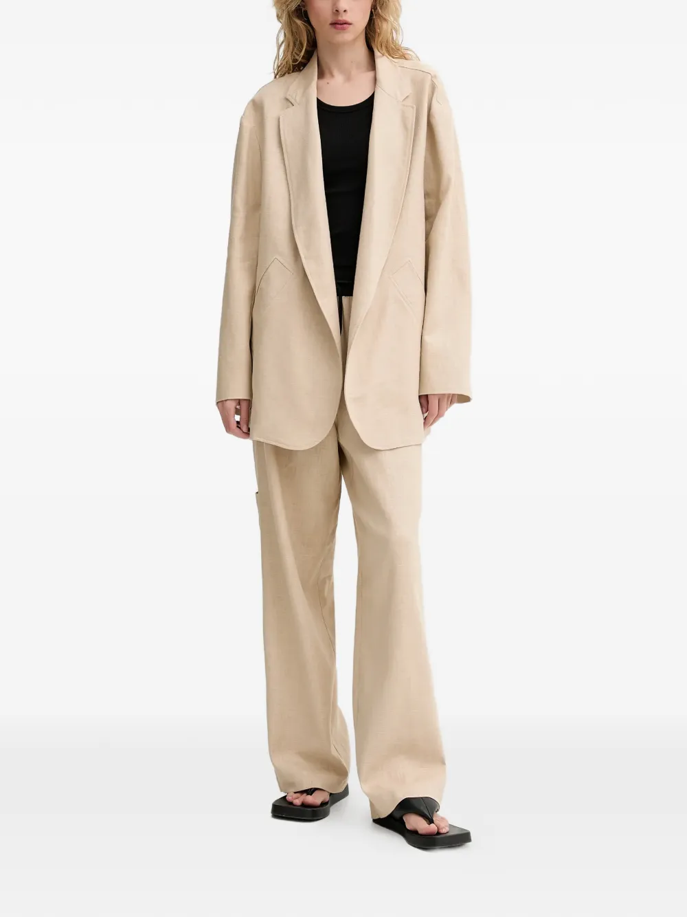 MMC STUDIO open-front linen top - Neutrals