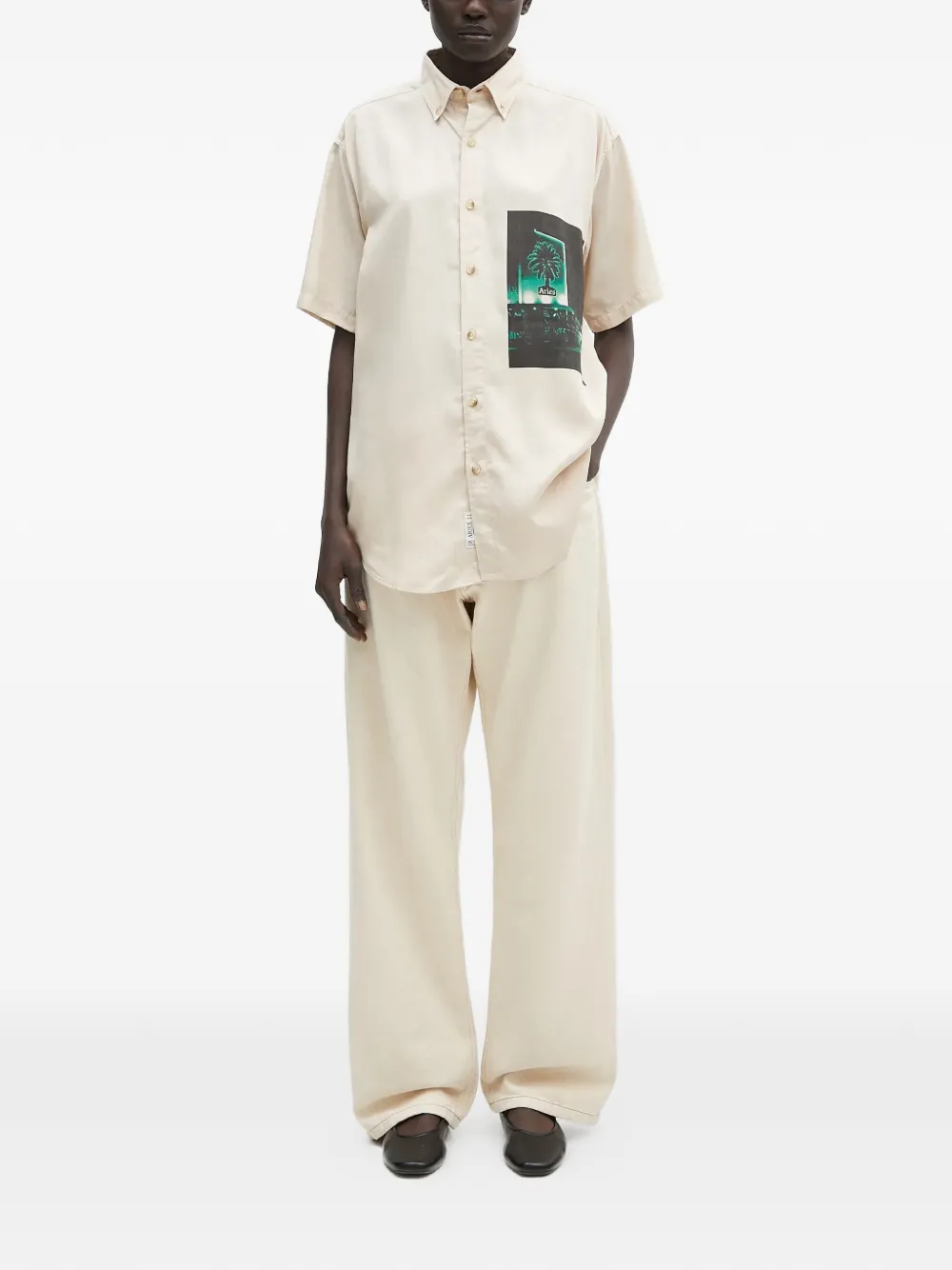 Aries embroidery jeans - Beige