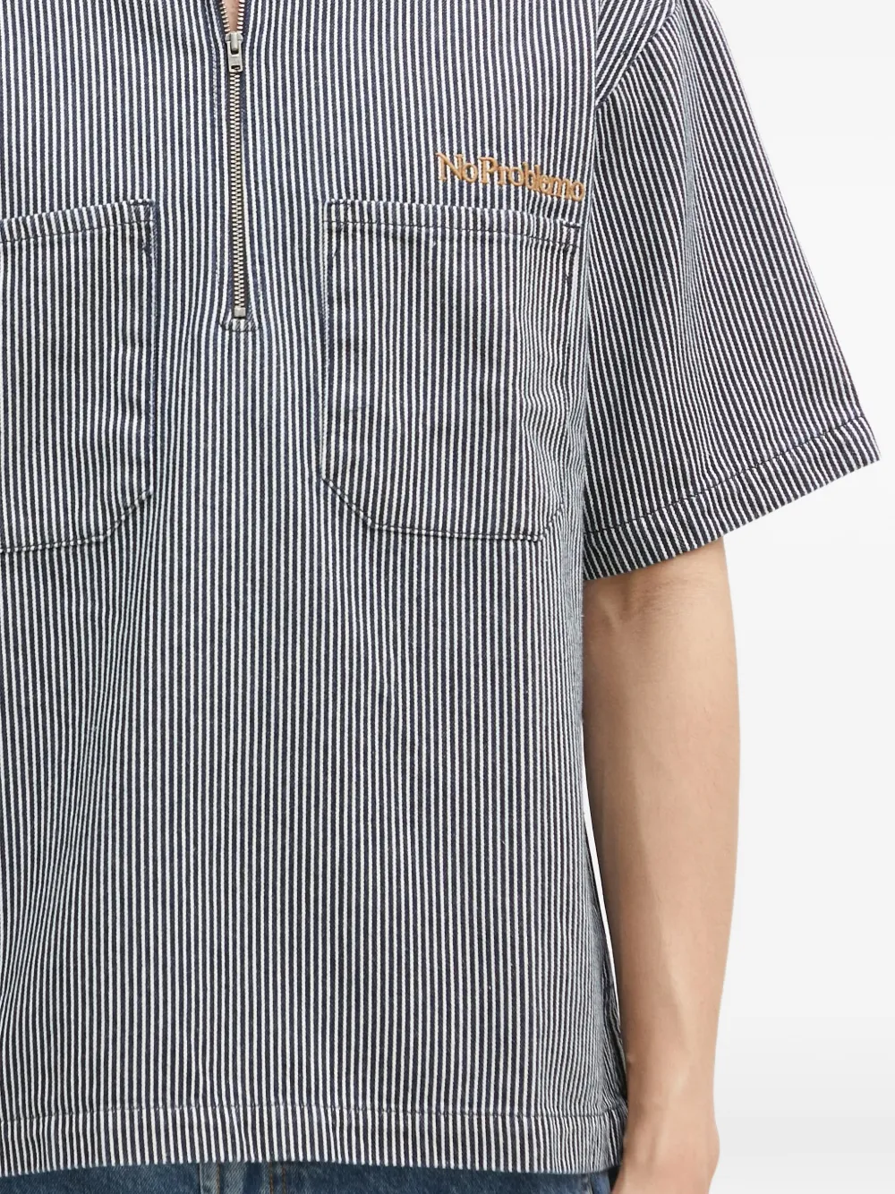Aries Gestreept poloshirt met rits Blauw