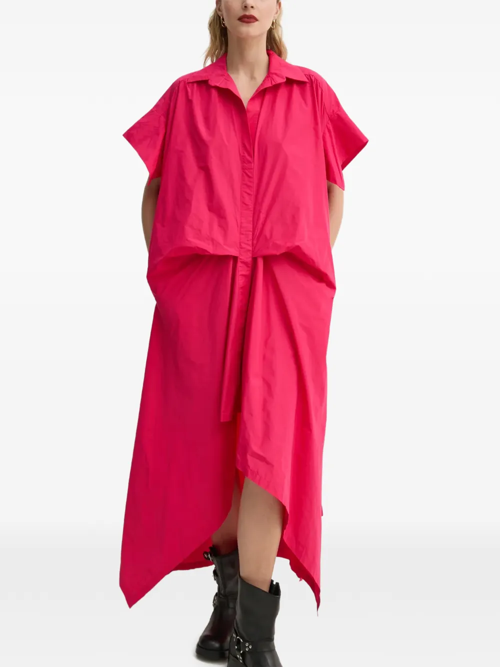 MMC STUDIO short-sleeve draped dress - Roze
