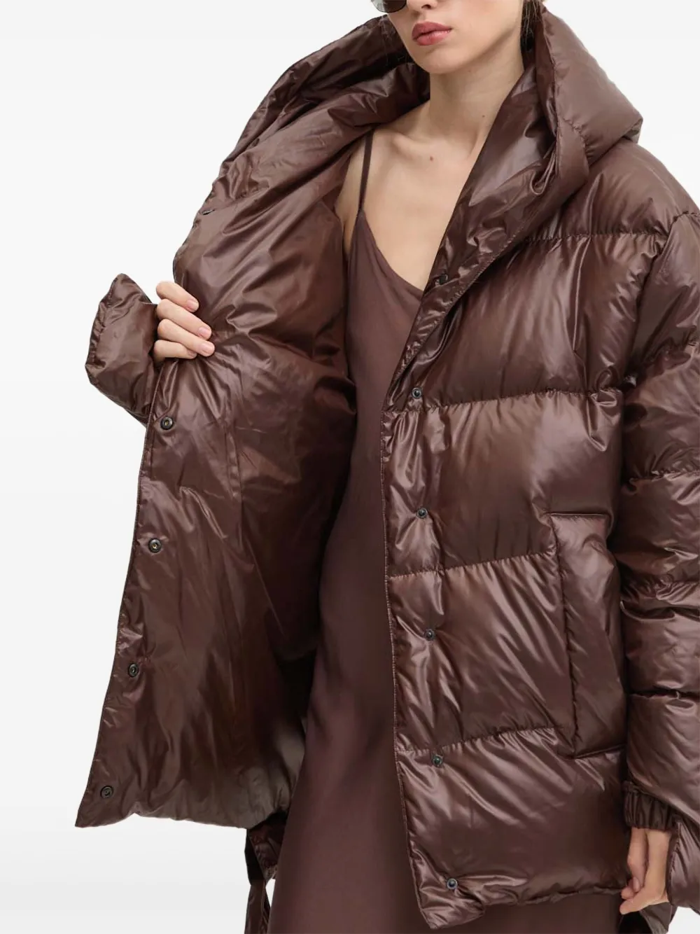 Mmc Studio Jesso Hooded Puffer Jacket In Brown