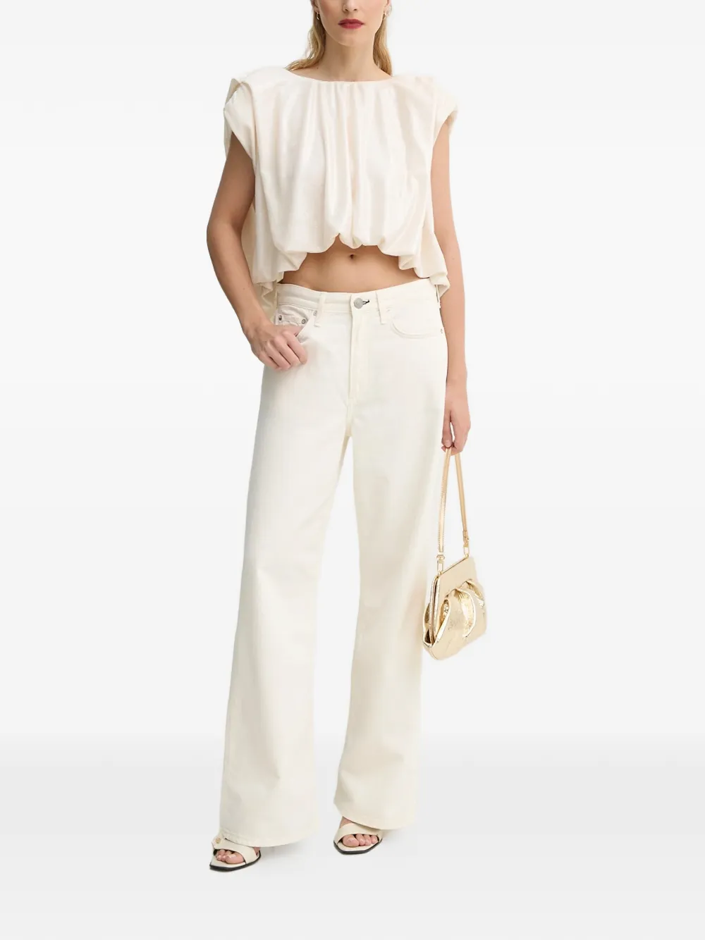 MMC STUDIO Top met pailletten en uitgesneden details - Beige