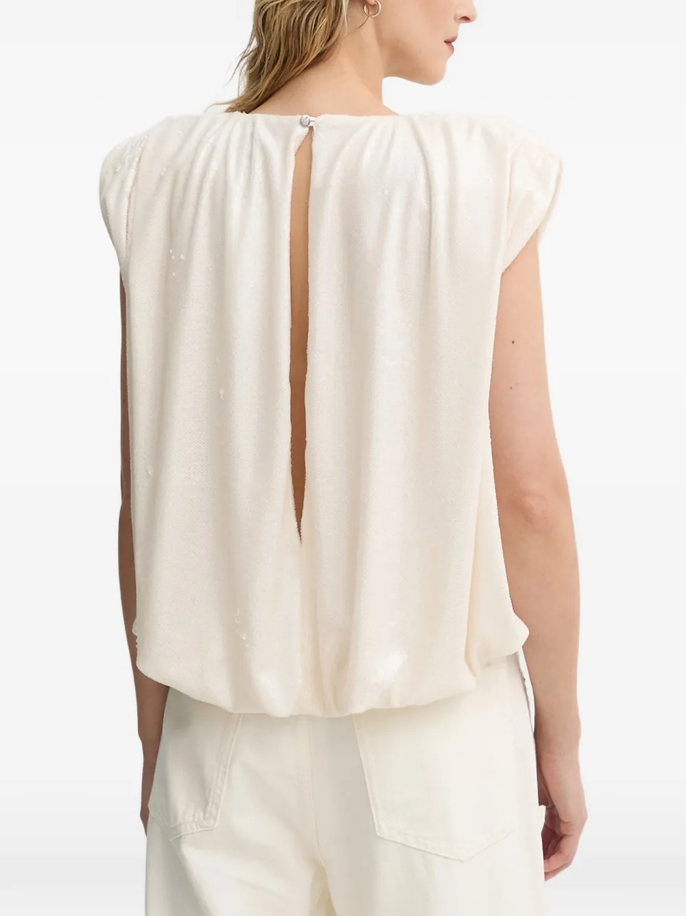  Mmc Studio Sequin Cut-out Top - Neutrals 