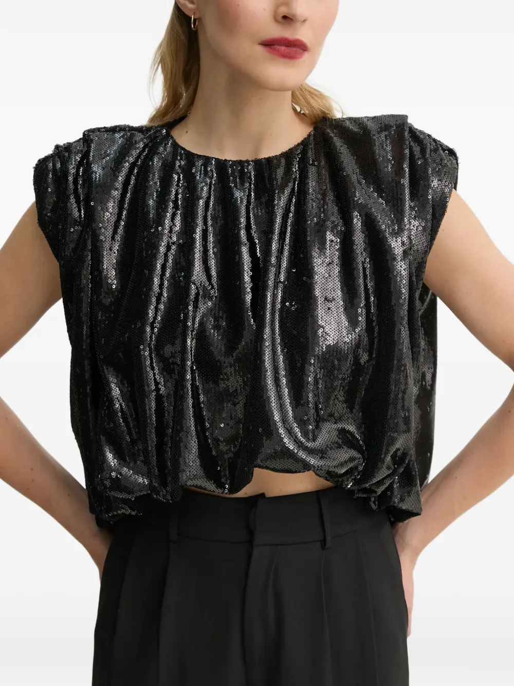  Mmc Studio Sequin Cropped Top - Black 