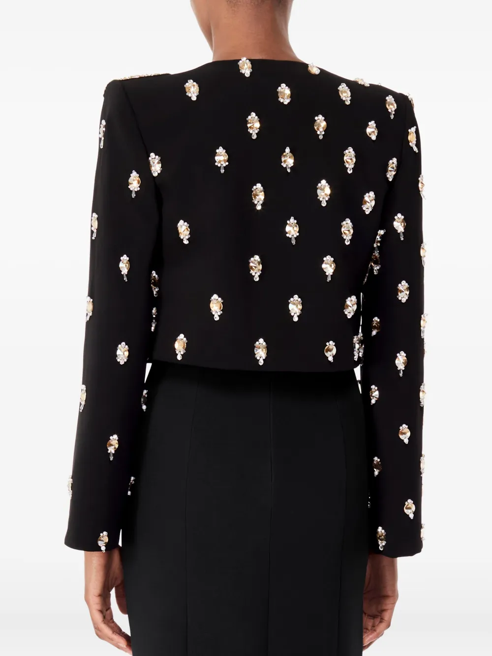Jenny Packham Bow-embellished Beaded Jacket In Black