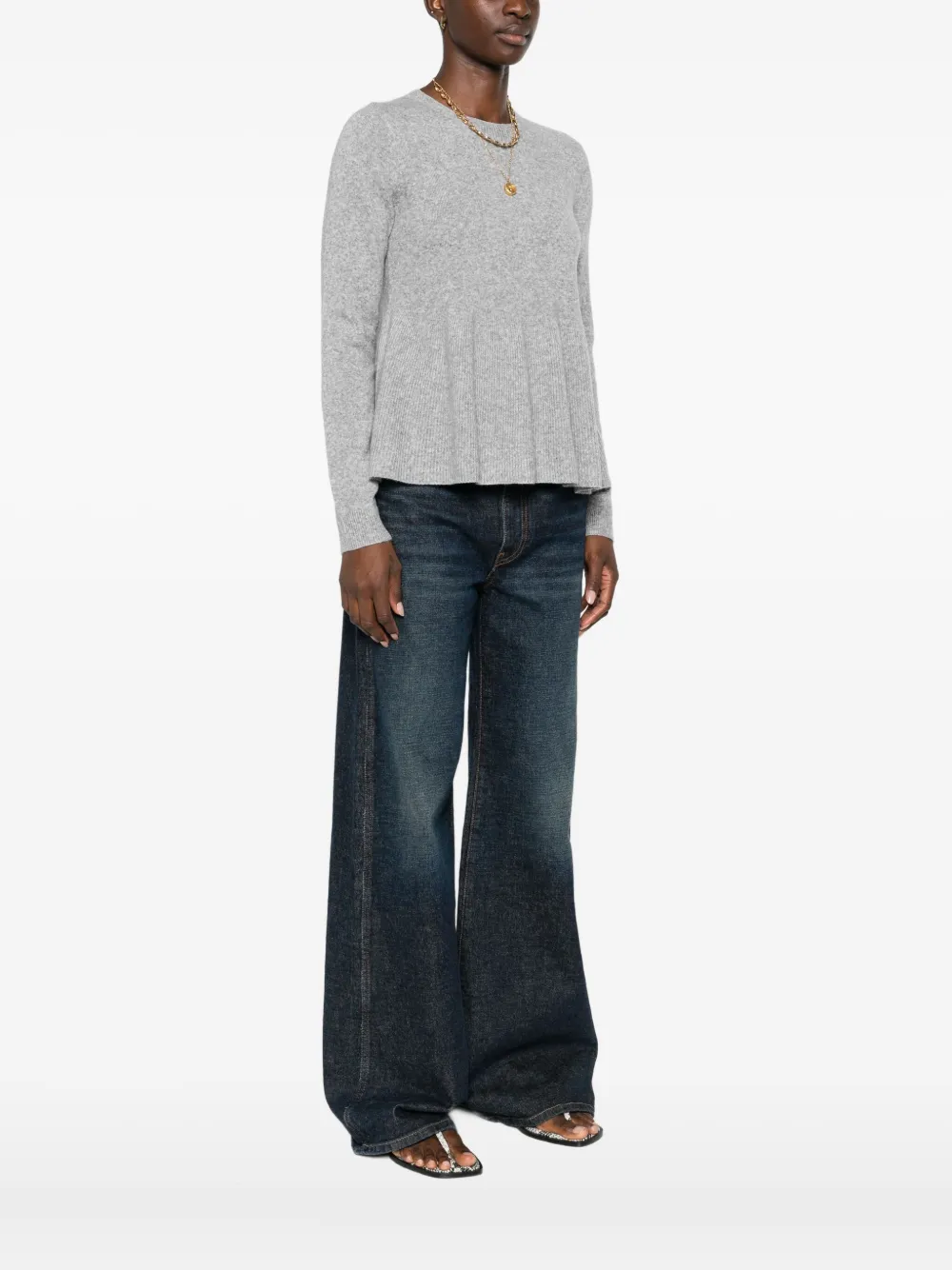 Ba&sh Peplum Knitted Top In Gray
