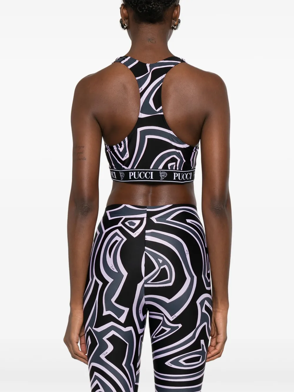 PUCCI racer-neck print bra Zwart