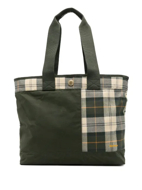 Barbour check-panel tote bag