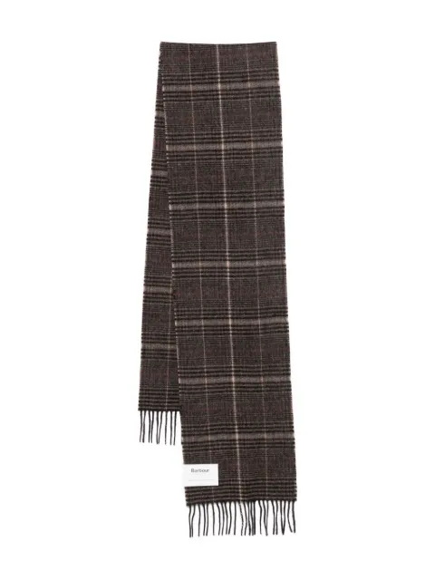 Barbour checked fringed scarf