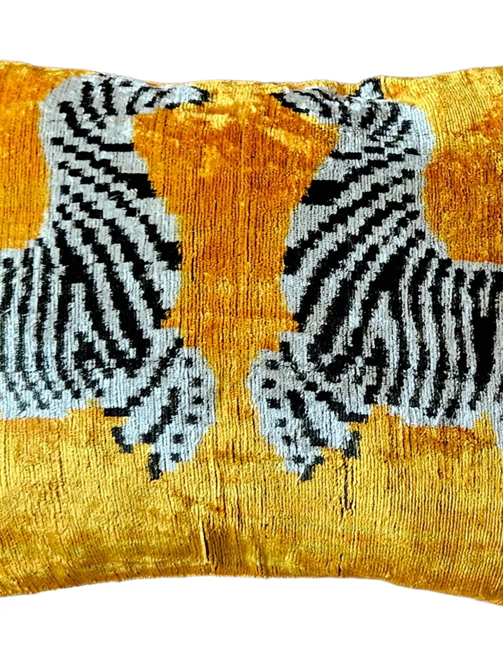 Les-ottomans Zebra-print Silk Cushion (40cm X 50cm) In Yellow