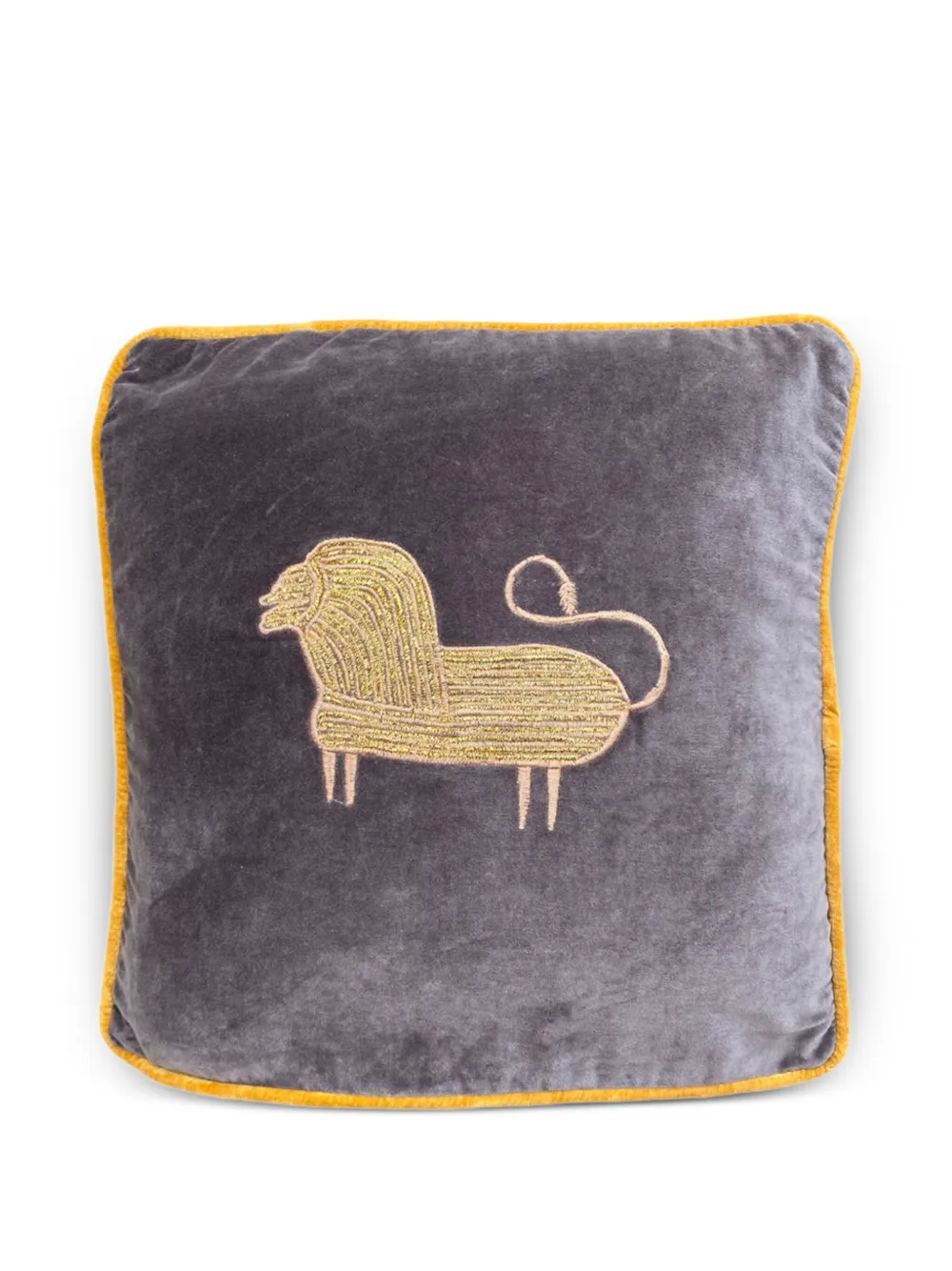 Les-Ottomans lion-embroidered cushion (50cm x 50cm) - Grau