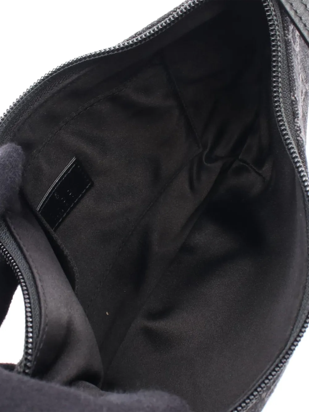 Pre-owned Gucci 2000-2015 Small Gg Denim Horsebit Slim Hobo Bag In Black