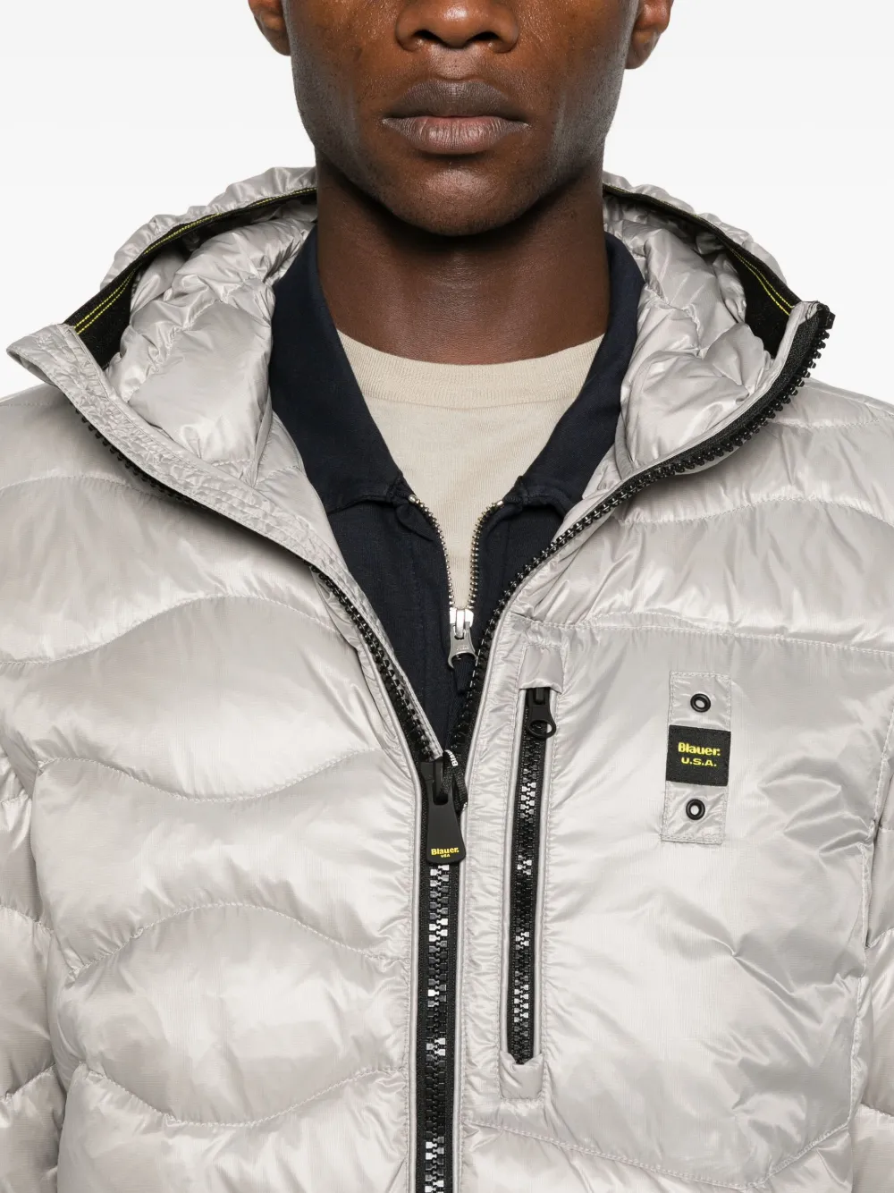 Blauer Quilted Hooded Jacket In White