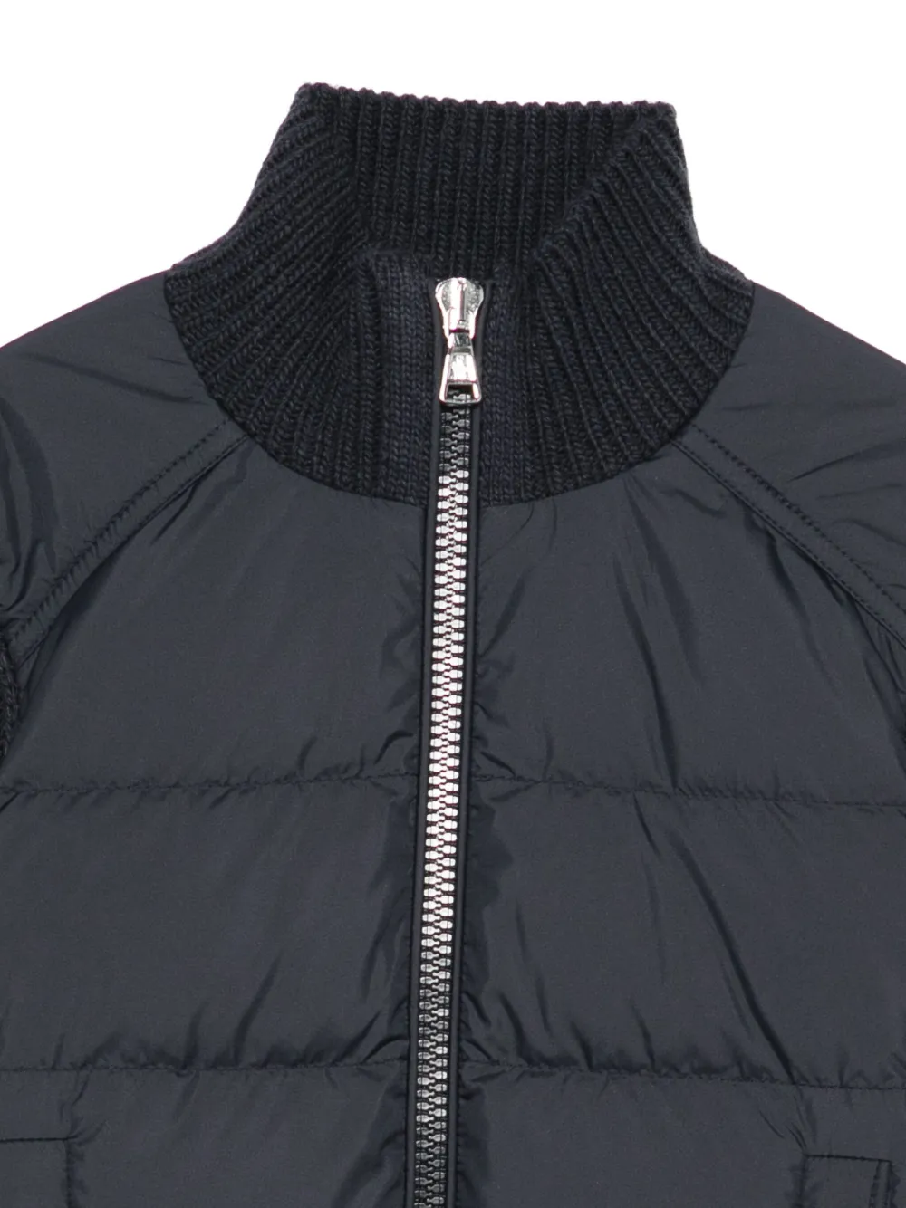 Moncler Enfant Jack met gebreide mouwen en rits Blauw