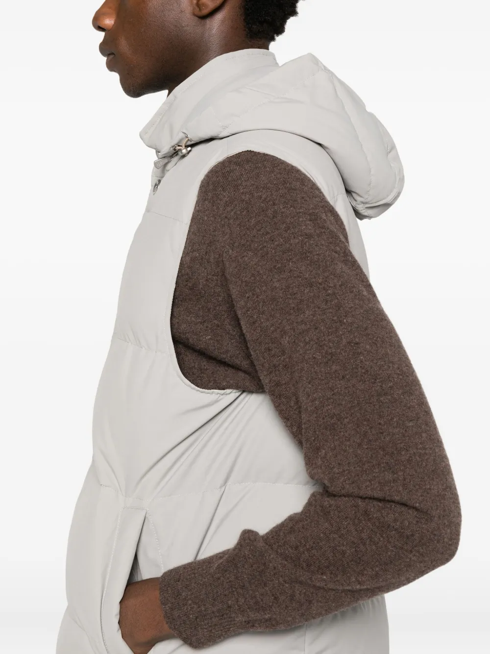 Eleventy Gilet met drukknoopsluiting en capuchon Grijs