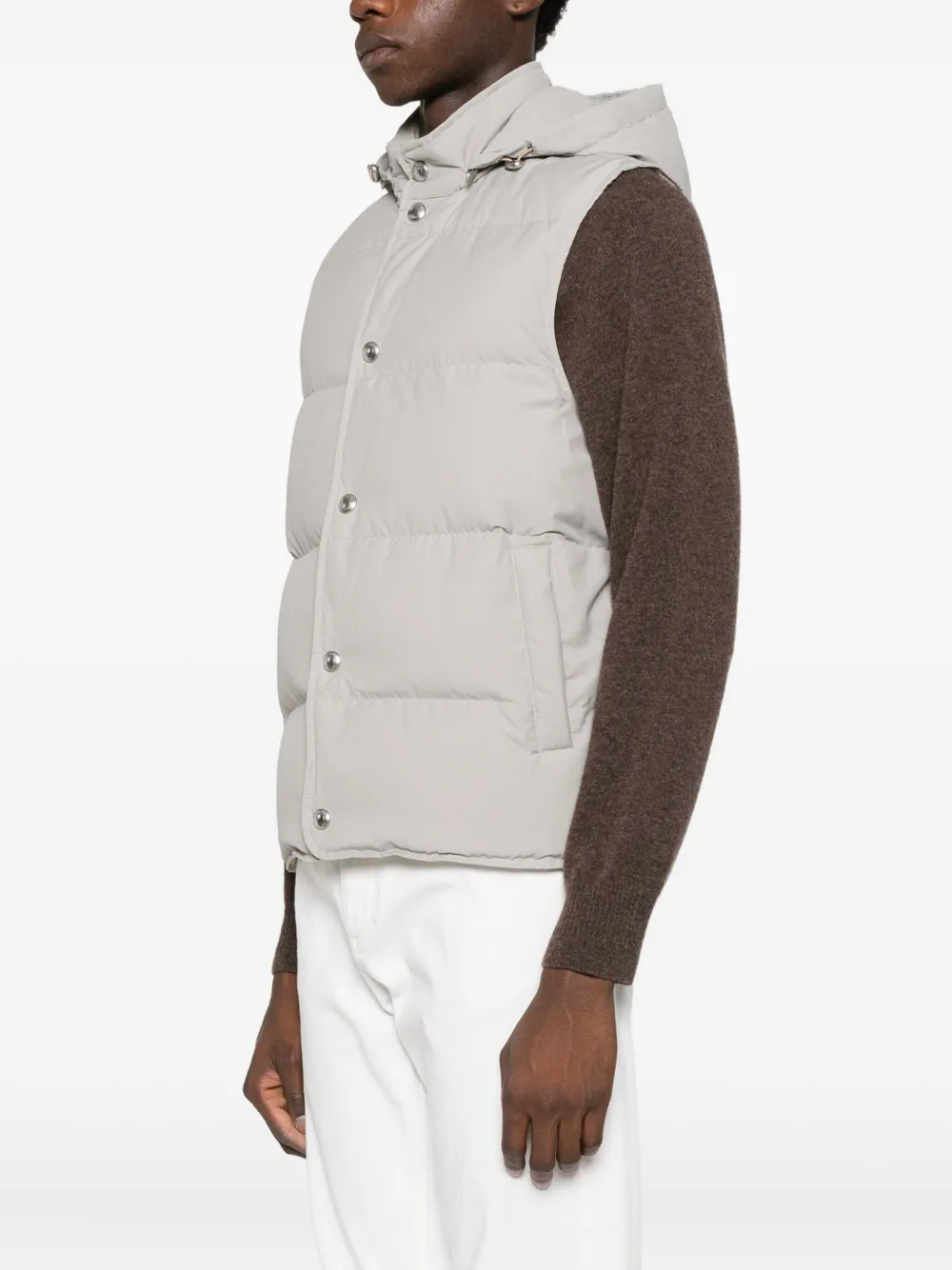 Eleventy Gilet met drukknoopsluiting en capuchon Grijs