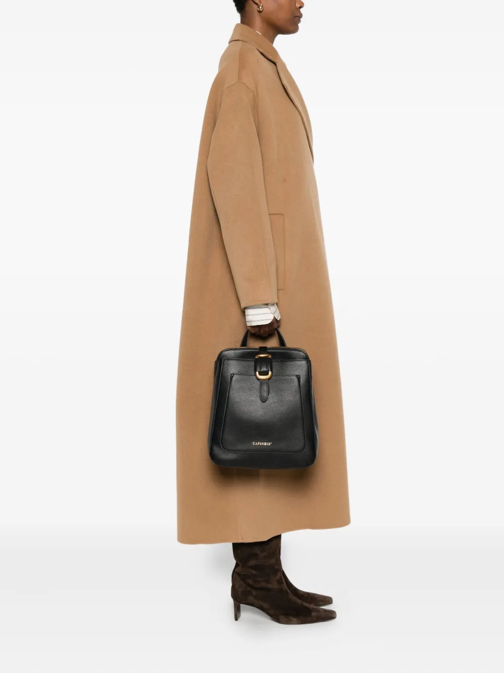 Cafènoir Buckle-detail Flap Backpack In Black
