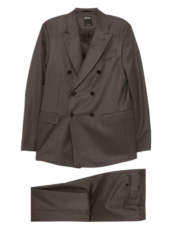 Zegna ウール スーツ | ブラウン | FARFETCH JP