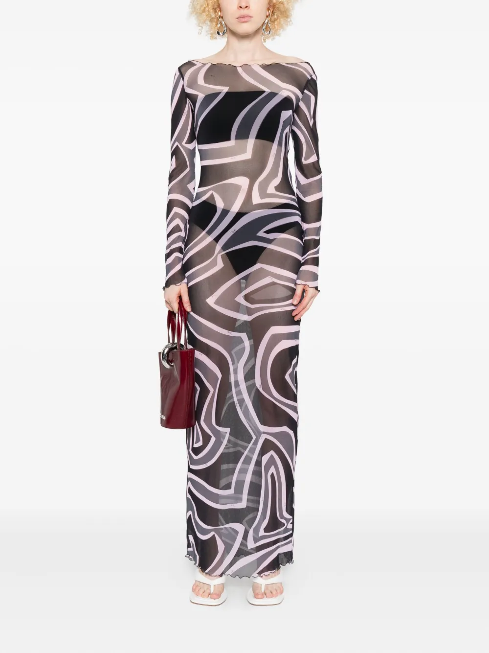 PUCCI Maxi-jurk met abstracte print - Zwart