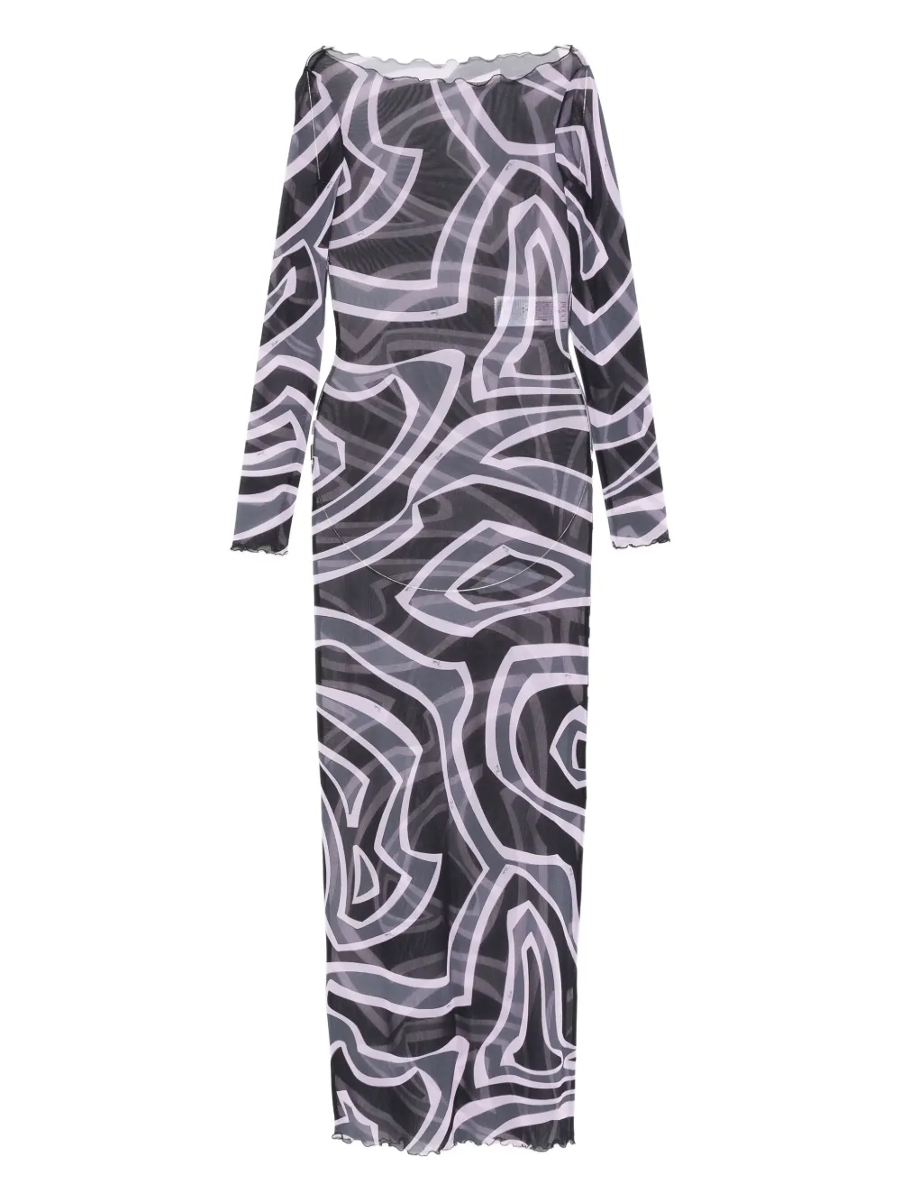 Pucci Maxi Dress With Abstract Pattern And Long Sleeves In Multi