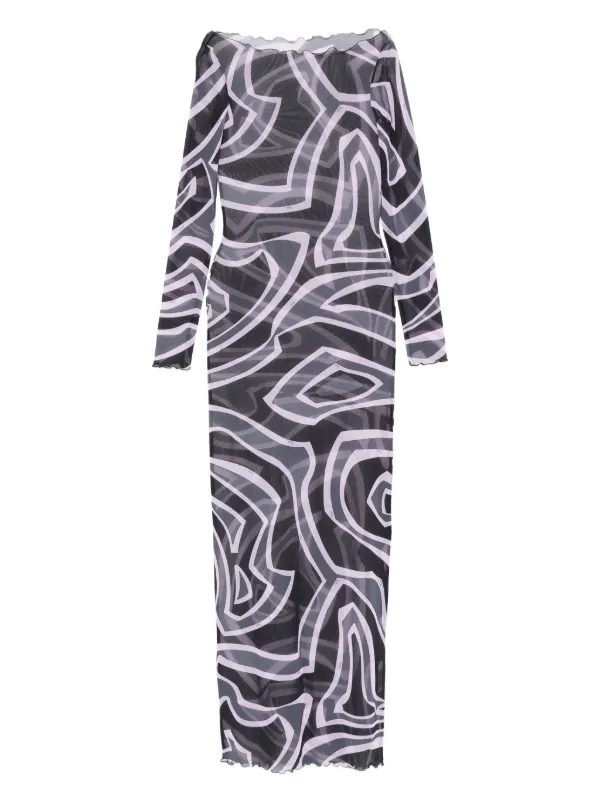 pucci long sleeve dress Emilio Pucci Labirinto-print Maxi Dress