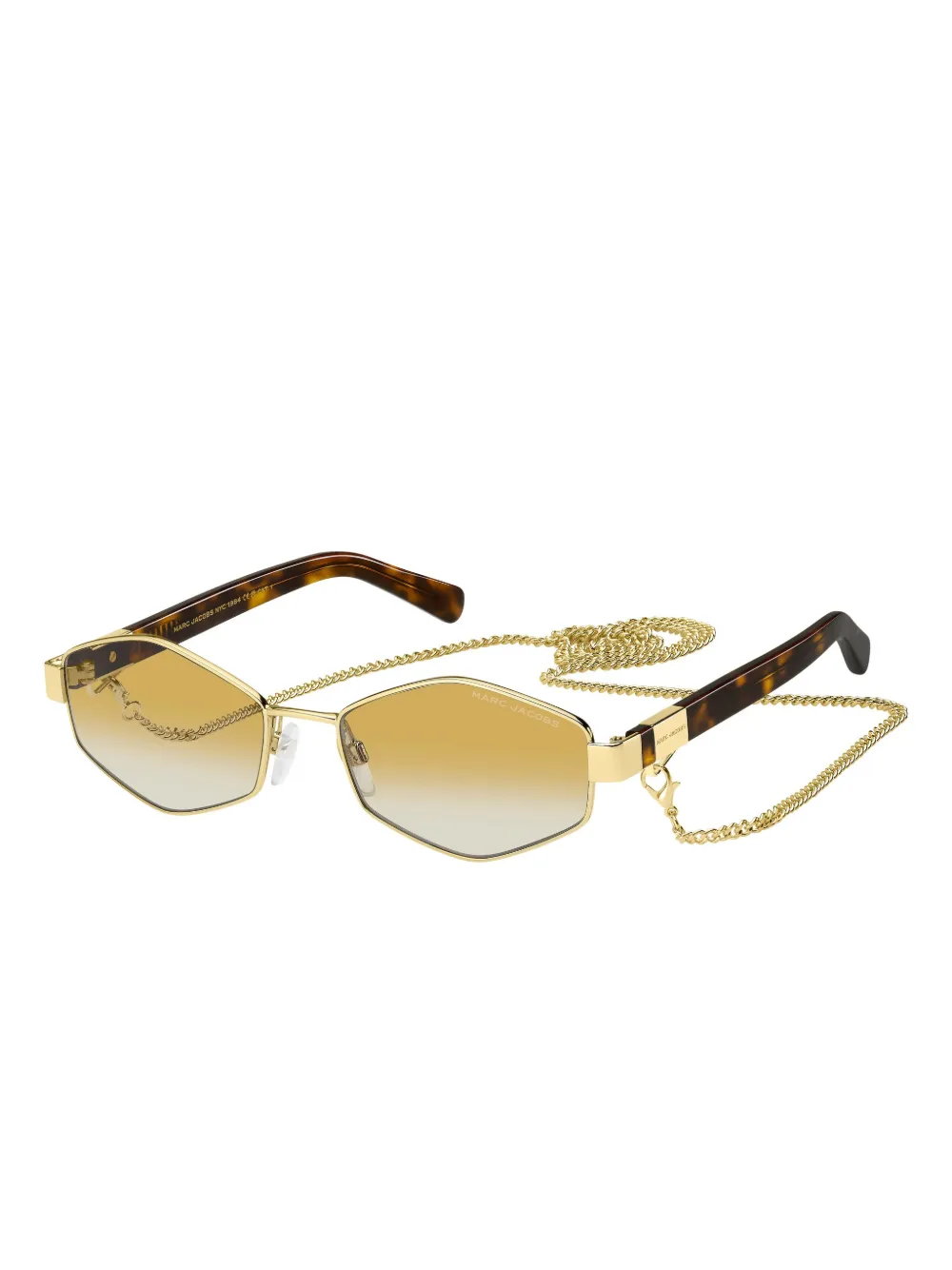 Marc Jacobs Geometric-frame Chain-strap Sunglasses In Yellow
