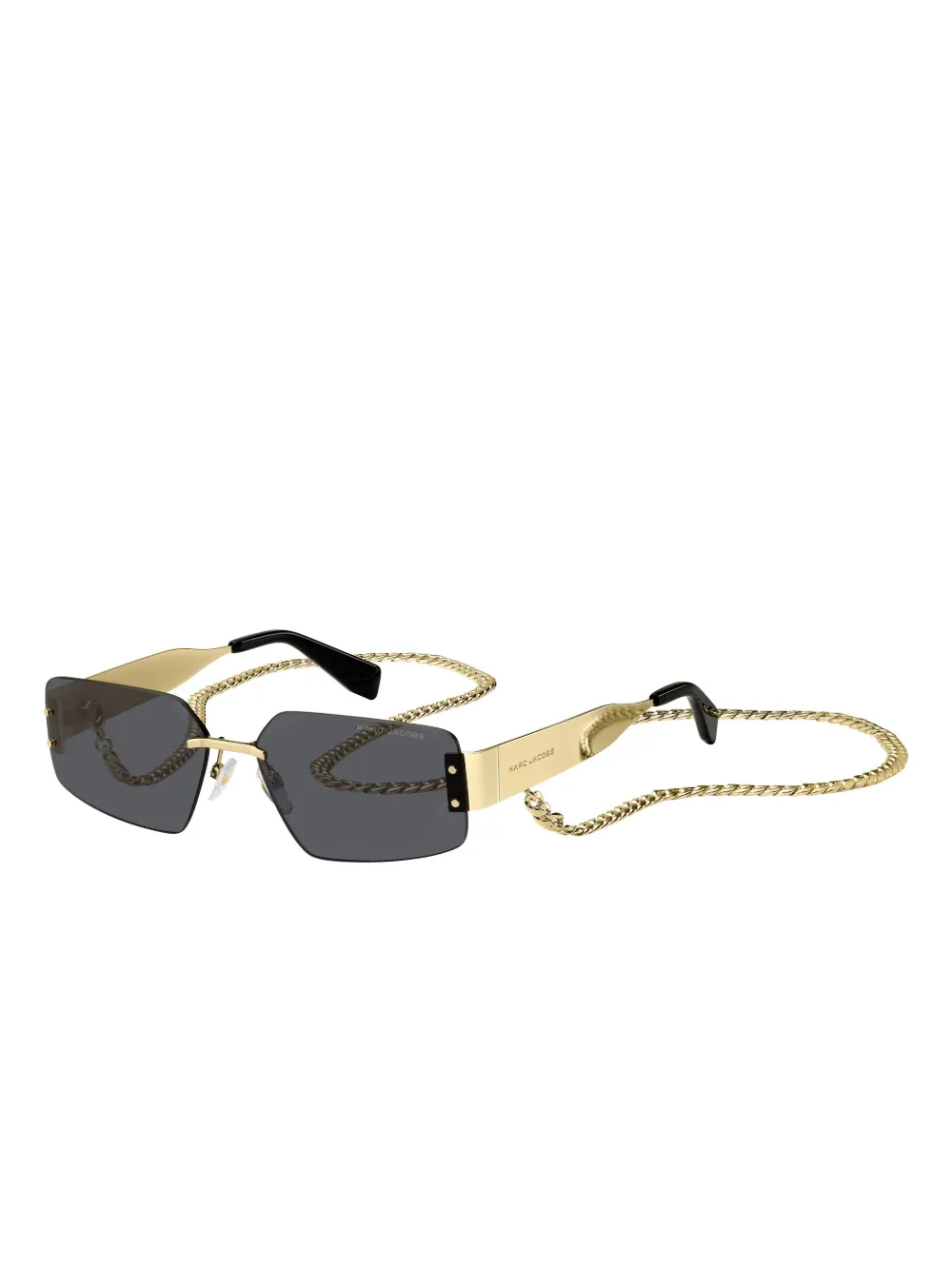 Marc Jacobs Eyewear Zonnebril met rechthoekig montuur en kettingbandje GOLD BLACK 2