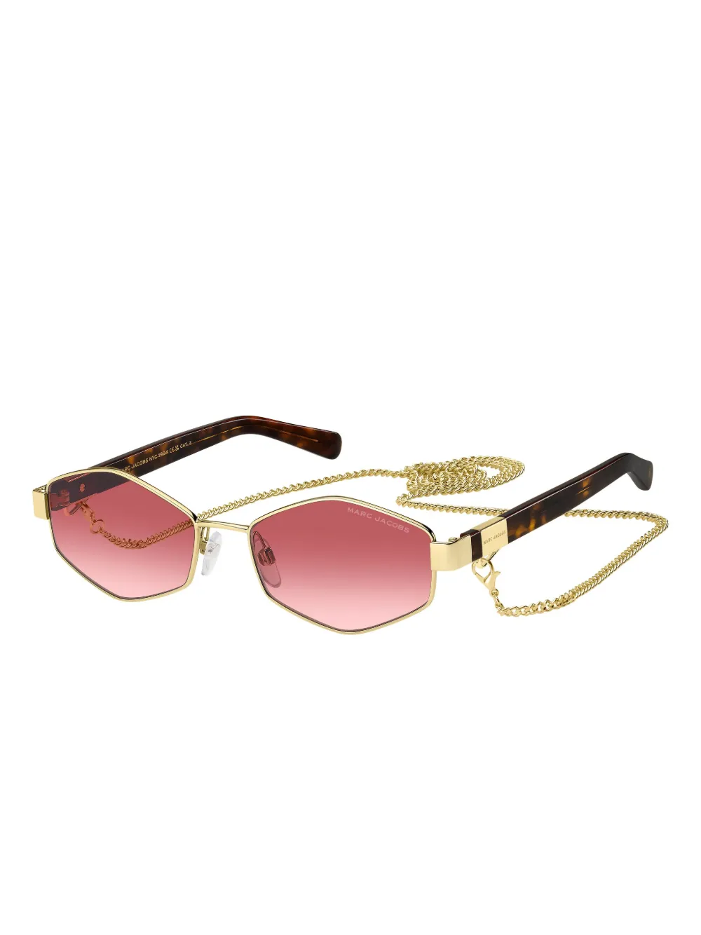 Marc Jacobs Eyewear Zonnebril met geometrisch montuur en kettingbandje - Geel
