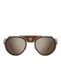 Carrera leather-shield round-frame sunglasses - Silver