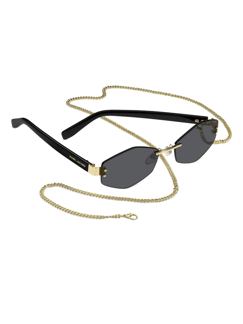 Marc Jacobs Geometric-frame Chain-strap Sunglasses In Black