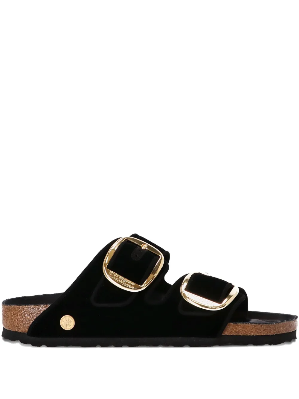 Birkenstock double buckle velvet sandals Black