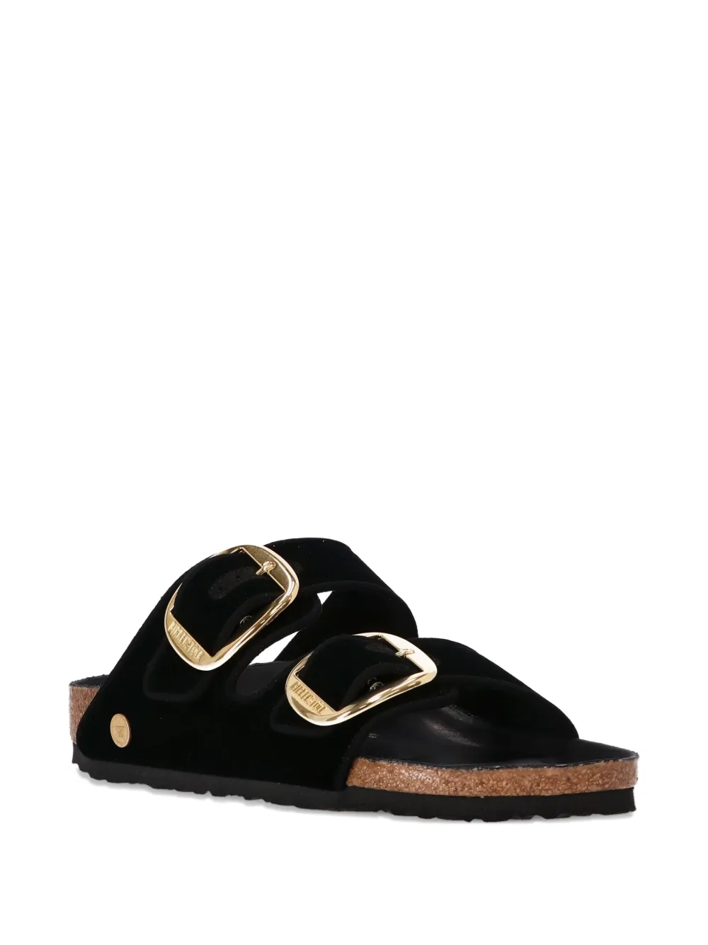 Birkenstock double buckle velvet sandals Black