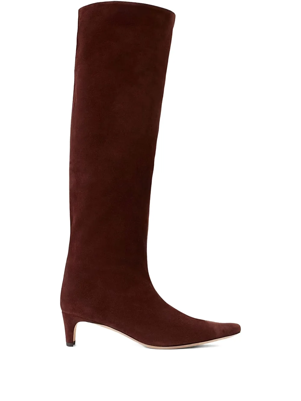 STAUD 55mm pointed-toe suede boots Red