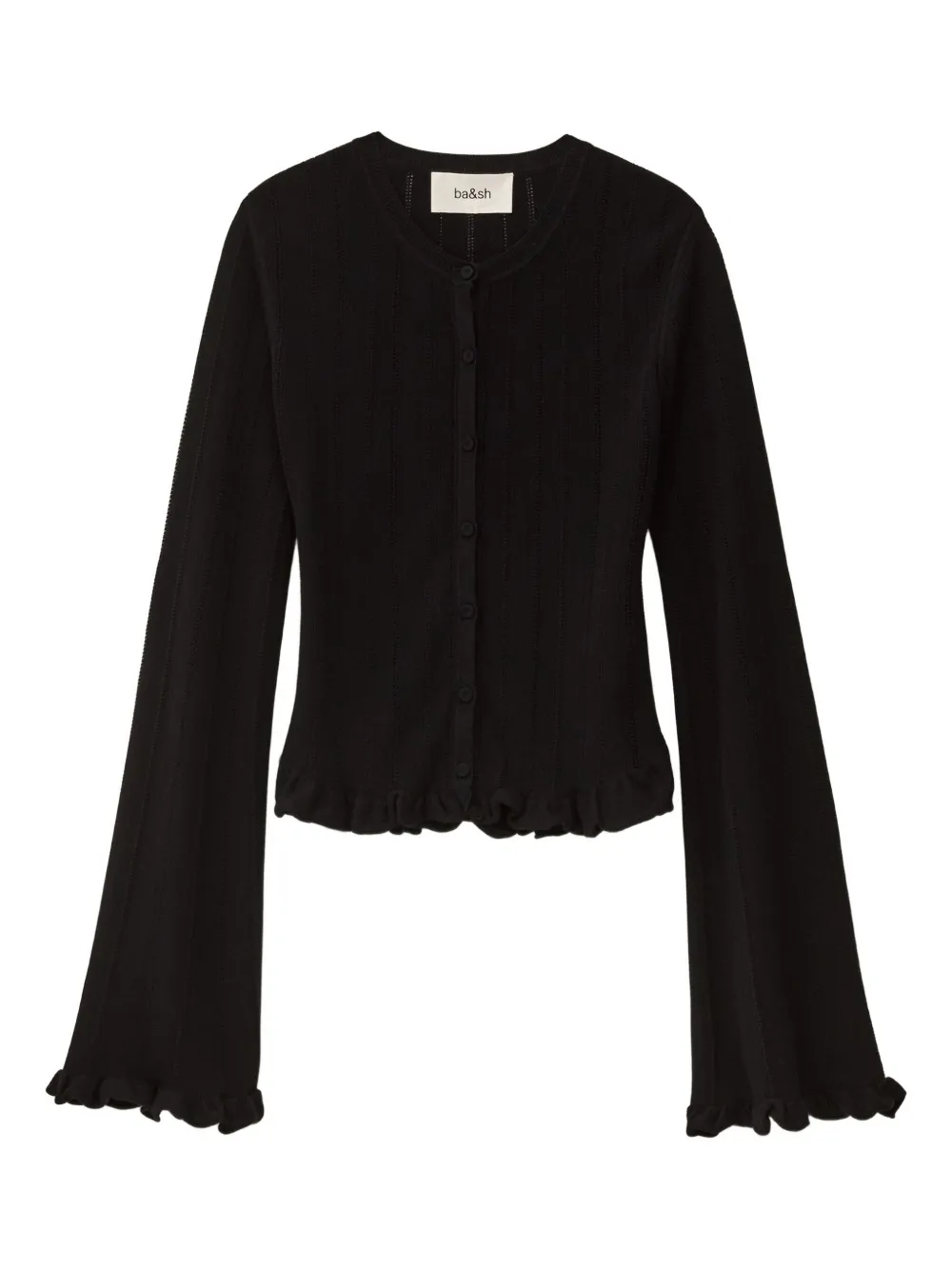 Ba&sh Vitis Ruffled Cardigan In Black