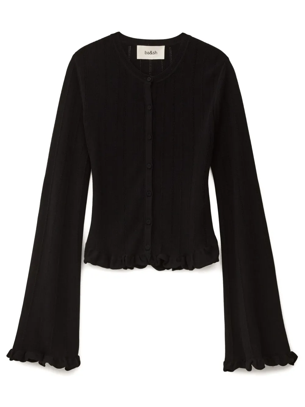 Ba&sh Vitis Ruffled Cardigan In Black