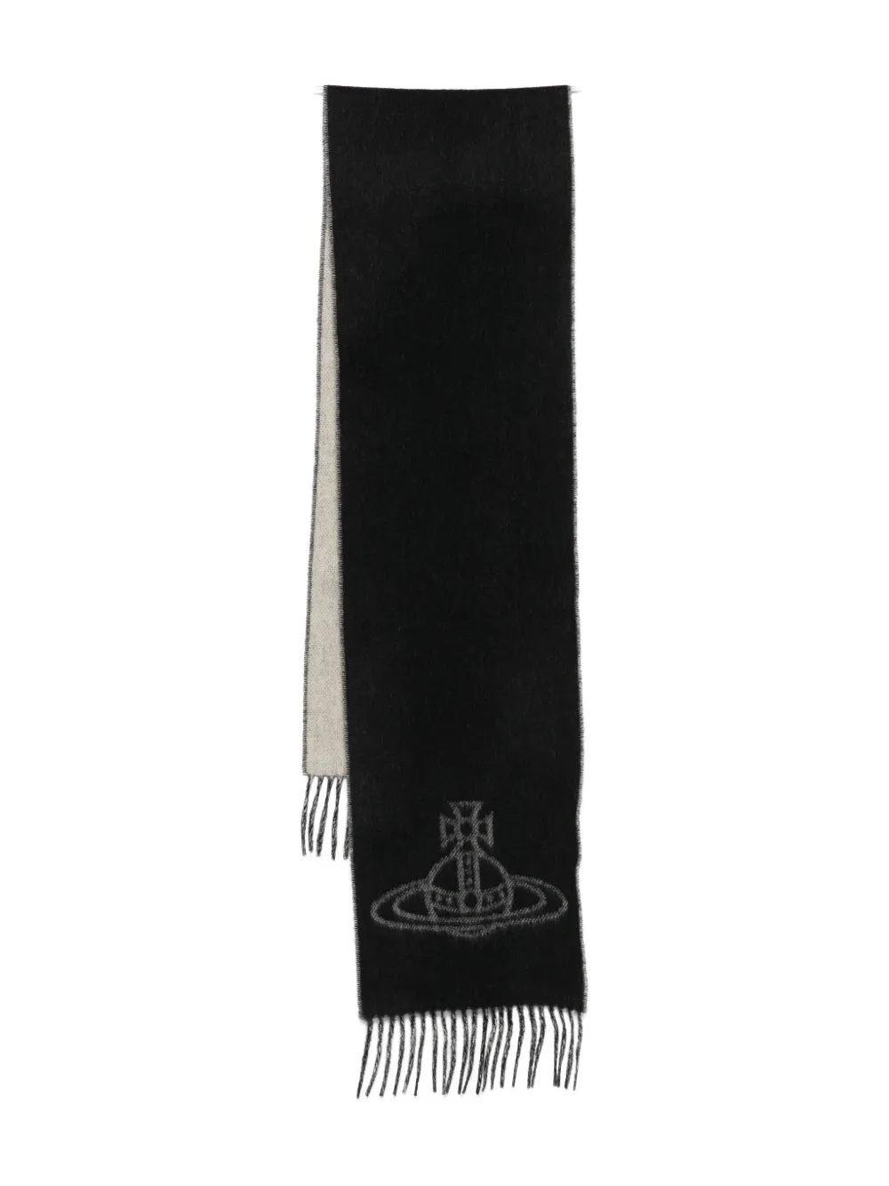 Vivienne Westwood Orb Fringed Scarf In Black